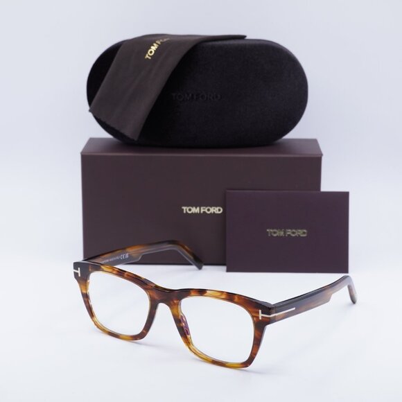 Tom Ford FT5886-B 047 Square Eyeglasses 52mm - Light Brown - Picture 8 of 10